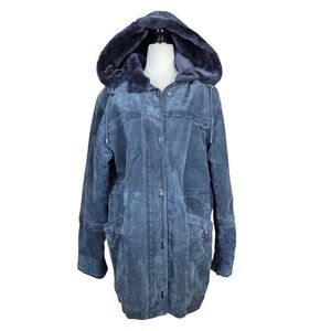 Vintage Emotions suede shearling hooded Jacket/ parka